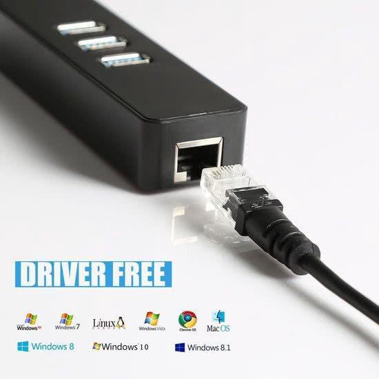 DrPhone GT2 - Driver-Free Plug en Play Gigabit USB 3.0 (3X 3.0 + Ethernet 1000MBPS) USB 3 Poort - LAN Netwerk Adapter USB 3.0 Gigabit LAN Ethernet Adapter Hub Adapter - DrPhone