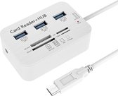 Multi Type-C naar USB 3.0 HUB Splitter -  1x SD / 1x Micro SD / 3x USB 3.0 / 1x MS duo / 1x M2 Kaartlezer + Hub - USB C - Card Reader Geschikt voor o.a. Apple MacBook Air PC Notebooks / Ultra