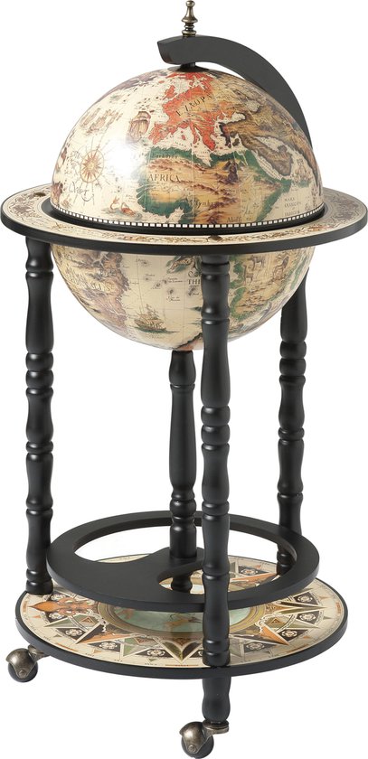 Brulo Wereldbol Globe Globebar barglobe Vespucci Zwart/Wit 33 cm