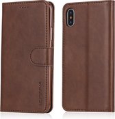 iPhone X / Xs Hoesje - Luxe Book Case - Donkerbruin