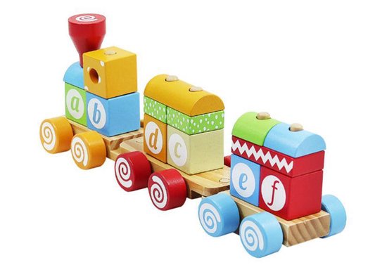 Houten trein - baby en kinder speelgoed - locomotief en wagons | bol.com