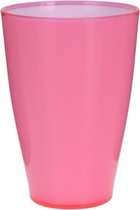 1x stuks drinkbeker / drinkbekers roze 300 ml - 11 x 14 cm - gekleurde limonadebekers / melkbekers / campingbekers