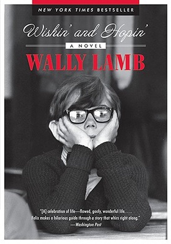 Boek "Wishin' and Hopin'" van Wally Lamb, met zwart-wit foto van een jongen met bril.