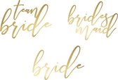 Partydeco - Team Bride - Tattoos voor vrijgezellenfeest - Goud (15 stuks)
