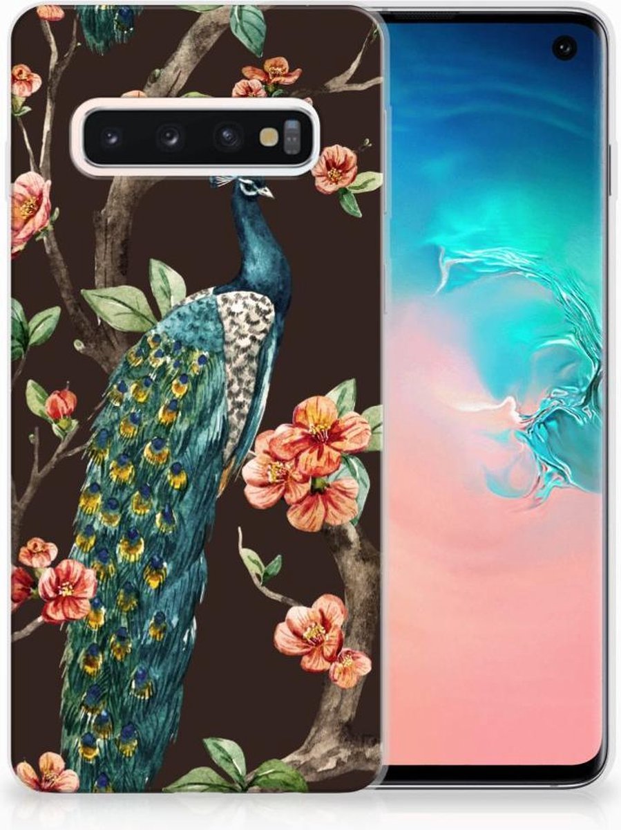 Samsung Galaxy S10 TPU Hoesje Pauw met Bloemen