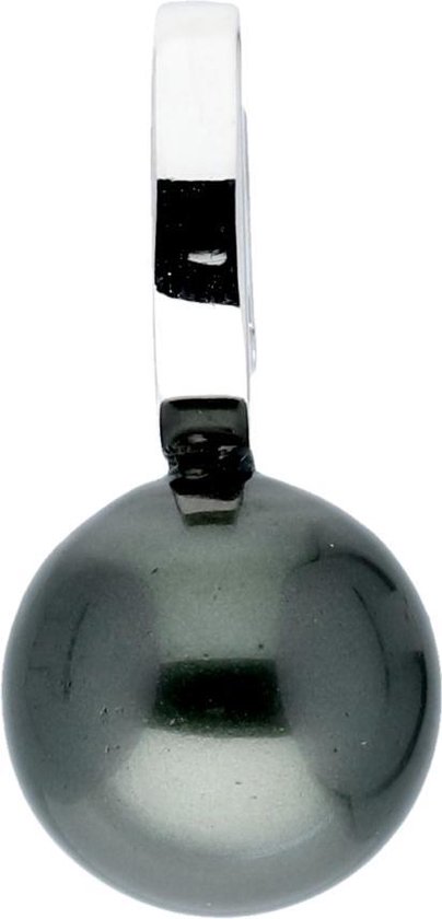 Classics&More hanger met parel - zilver - zwarte zoetwaterparel - gerodineerd - 22 x 11 mm