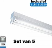 LED Buis armatuur 120cm - Dubbel | Inclusief LED buizen - 6000K - Daglicht (Set van 5 stuks)