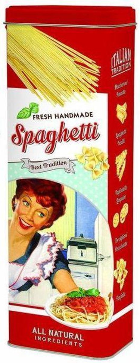 liter Vet Verbetering Bewaarbus Spaghetti - Bewaarblik - Vintage - Blik - 29 x 10 x 7 cm | bol.com