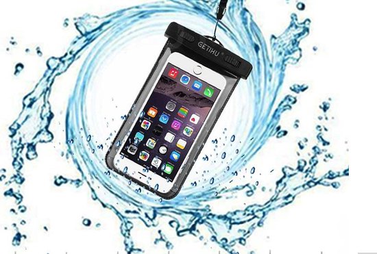 Getihu waterdichte telefoon hoes / Waterdichte Telefoon Hoes - Waterproof Bag - Case / Pouch / Zak - Universeel - Geschikt voor alle Smartphones - tot 6 Inch - Volledig Transparant - Zwart