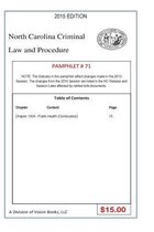North Carolina Criminal Law and Procedure-Pamphlet 71