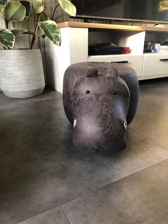 WOMO-DESIGN dierenkrukje voor kinderen kalf, 68 x 30 x 37 cm, kunstleer, bruin-rood, massief houten poten, kinderkrukje gestoffeerd dierendesign zitbankje krukje gestoffeerd voetenbankje sierkrukje