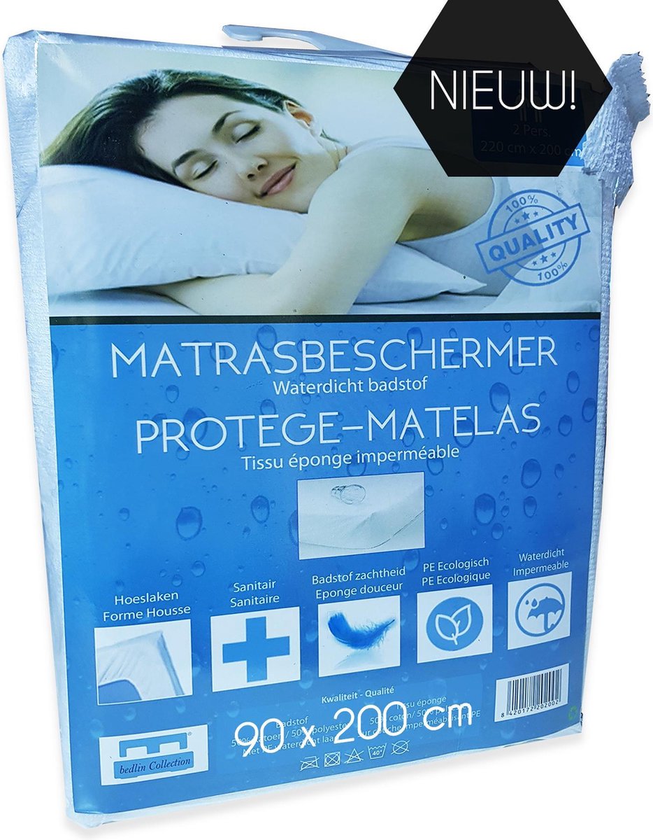 Protège-matelas imperméable 90x200x14 cm - Housse d'incontinence avec  fermeture éclair