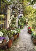 PB-Collection - Tuinschilderij - Flower Alley - 70x130cm - Steeg - Steegje  - Bloemen -... | bol.com