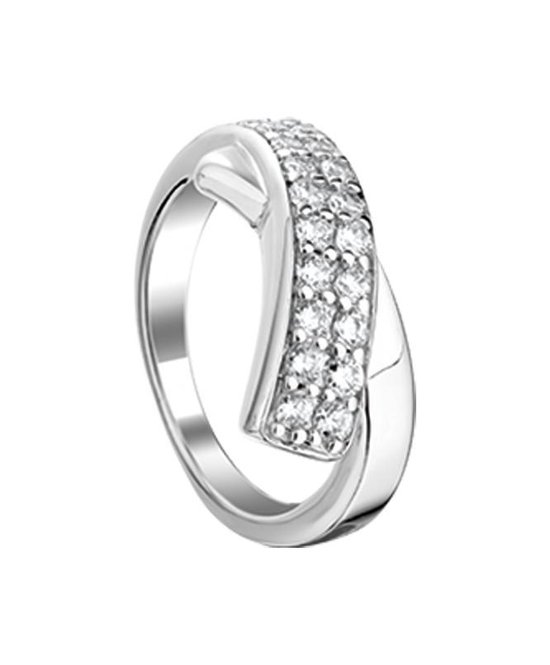 The Jewelry Collection Ring Zirkonia - Zilver Gerhodineerd