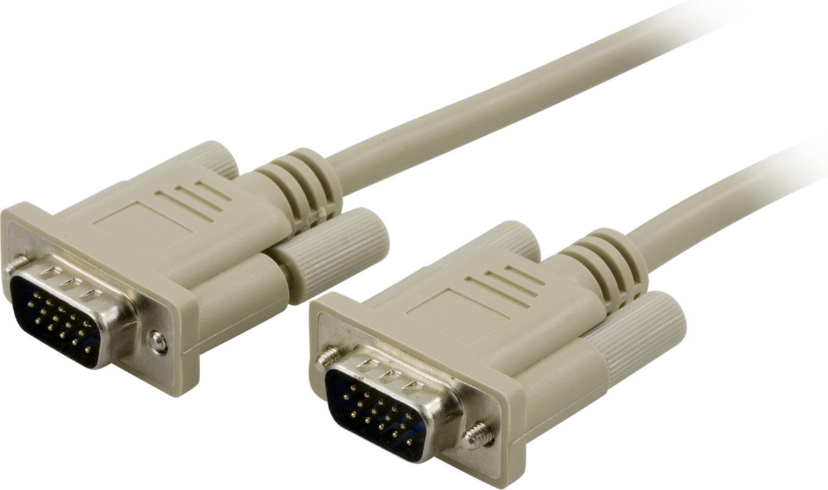DELTACO DEL-39A, VGA mannelijk naar VGA mannelijk, grijs – 2 meter