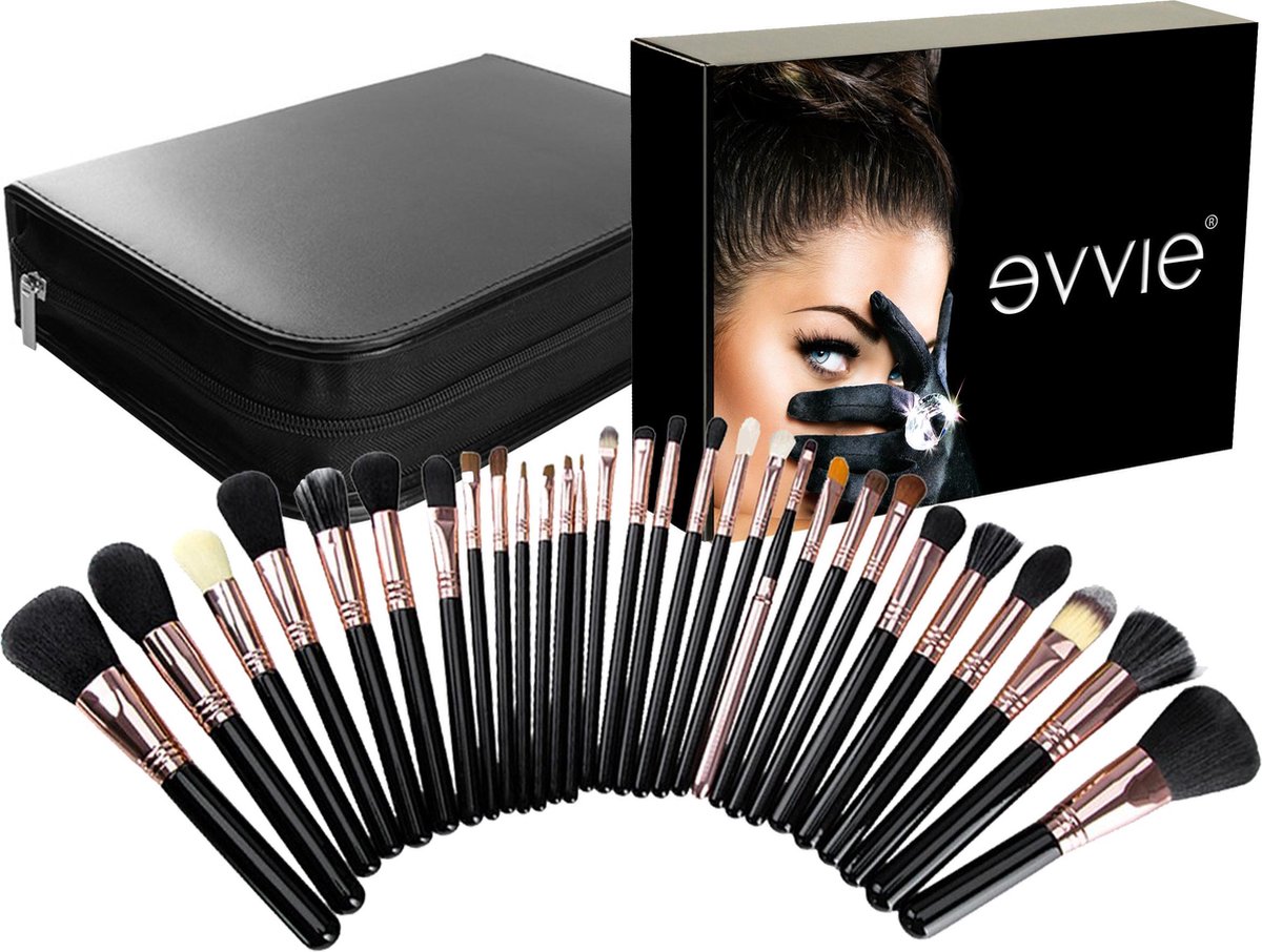 Evvie professionele 29-delige make-up kwasten set Deluxe Visagie kwastenset