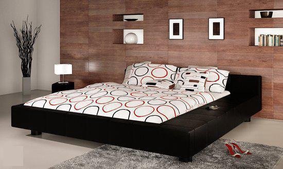 vidaXL Bed 2-persoons bed Futon zwart leer 140 x 200 met matras | bol.com