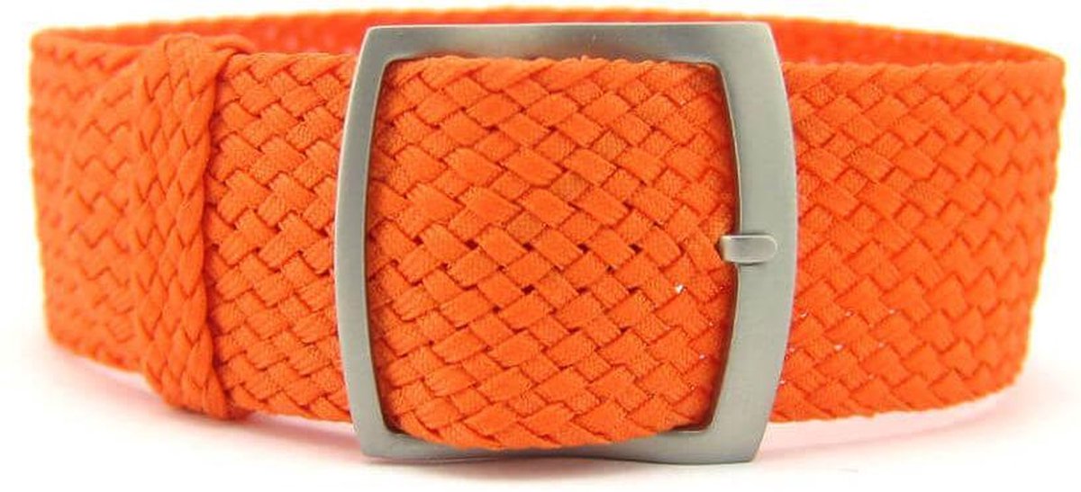 Premium Braided Perlon Strap - Geweven Perlon Horlogeband - Oranje 22mm