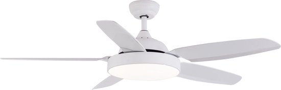Plafond ventilator met LED verlichting - Met afstandsbediening - Ø132 cm -  Wit | bol.com