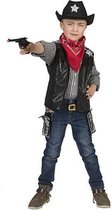Funny Fashion - Cowboy & Cowgirl Kostuum - Cowboy Vest Nevada Zwart Jongen - Zwart - Maat 116 - Carnavalskleding - Verkleedkleding