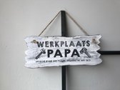 Tekstbord Werkplaats Papa - Wit - Hout