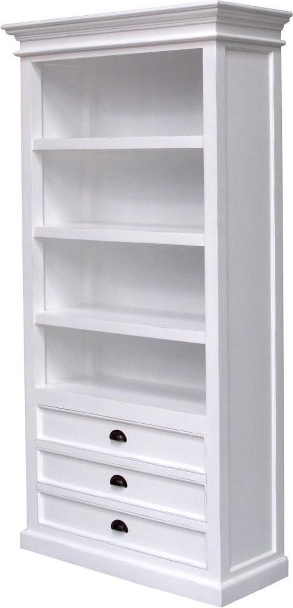 Nova solo - CA580 - Boekenkast - wit - mahoniehout - 110x40dx190h