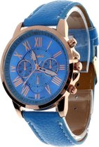 Fako® - Horloge - Geneva - Roman - Metal - Lichtblauw