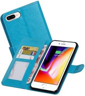 Hoesje Geschikt voor iPhone 7 / 8 Plus - Portemonnee hoesje booktype wallet Turquoise