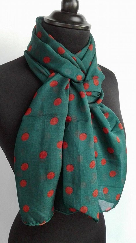 Rode Stippen Sjaal Vintage Vierkante Satijnen Hoofddoek 50x50 Cm - Chiffon Bandana
