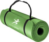 Siston Sport Fitnessmat –  183 cm x 61 cm x 1.5 cm – Yoga mat-  Groen – Inclusief draagtas en extra draagriem
