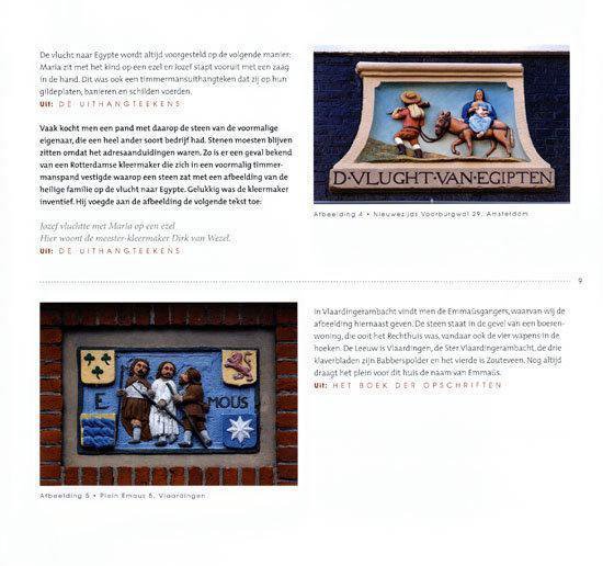 Maria op een ezel met Jozef, en drie figuren met schilden.