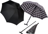Ossenberg Twin paraplu-wandelstok (zwart/wit/rood geruit)
