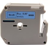 KATRIZ® huismerk label tape voor Brother M-K521| PT-65/70/80/90/M98 | Zwart op Blauw | 9mm*8m | 1 stuk