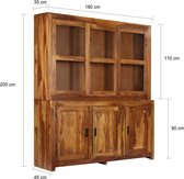 Exclusieve Vitrinekast Sheesham hout 180x45x200 cm / vitrine kast hout / buffetkast sheesham hout