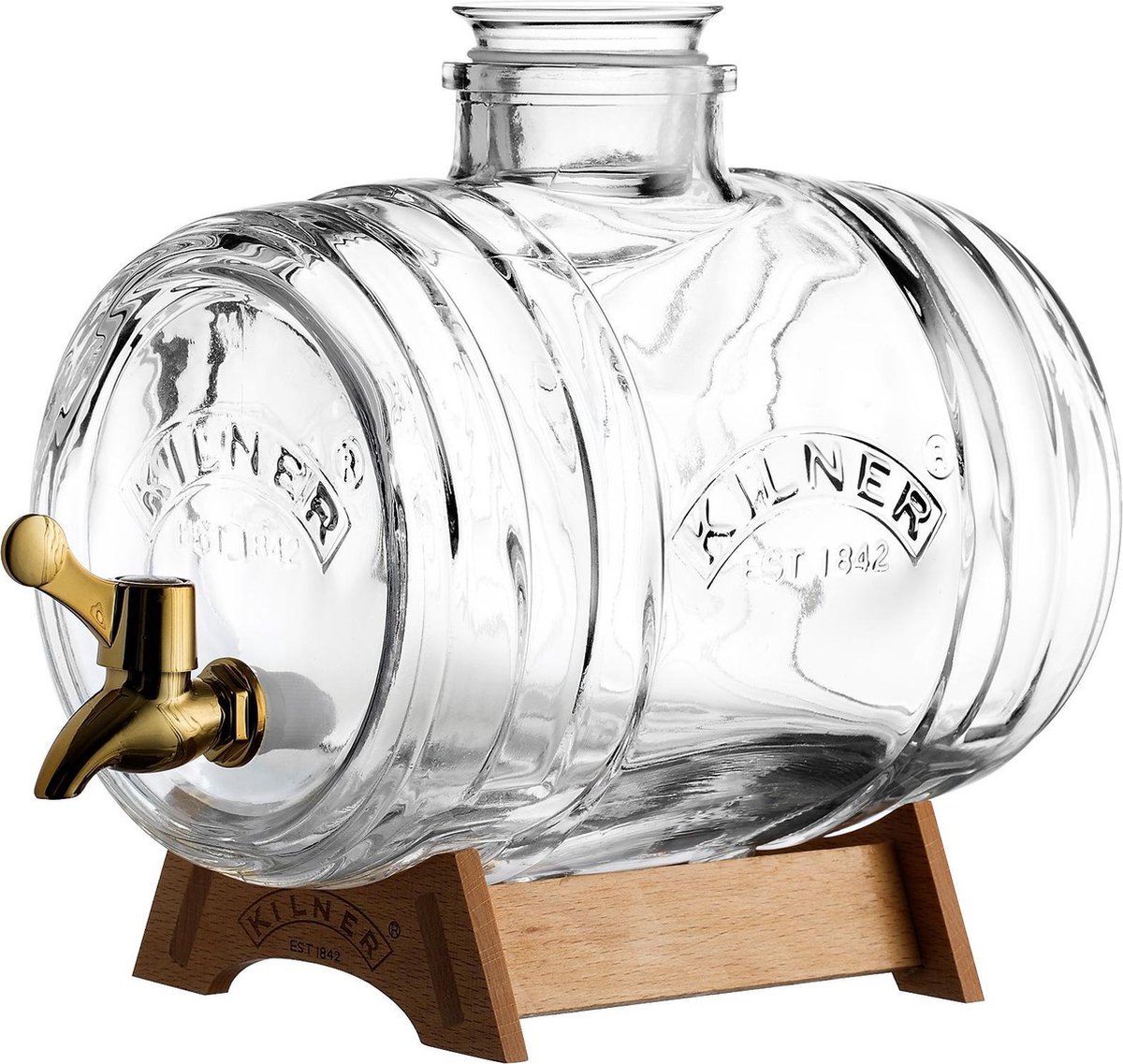 Kilner drankdispenser Barrel - met koperkleurig kraantje en staander -3.5L