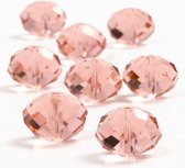 Kristal kralen, afm 12x14 mm, roze, plat rond, 20 stuks