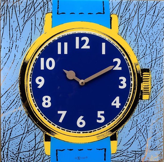 NeXtime Watch One - Klok - Vierkant - Glas - 43x43 cm - Multicolor