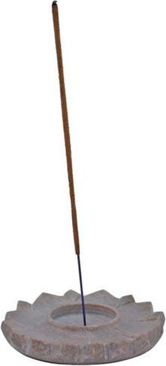 Lotus kaars- en wierookhouder zeepsteen naturel - 10 cm. van Lotus — afbeelding 4