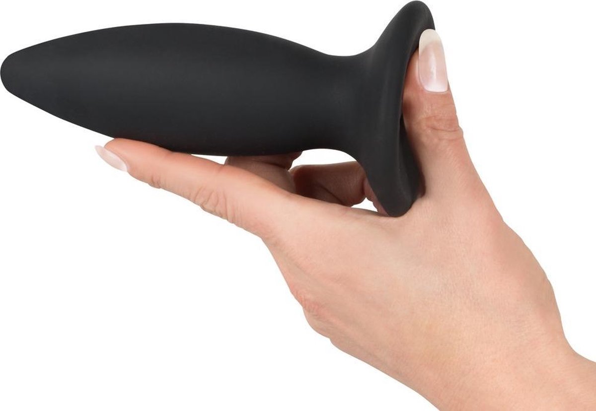 Goedkoopste Black Velvets – Siliconen Conische Anaal Plug met Smalle Hals Oplaadbaar met Vibratie – Maat M – Zwart