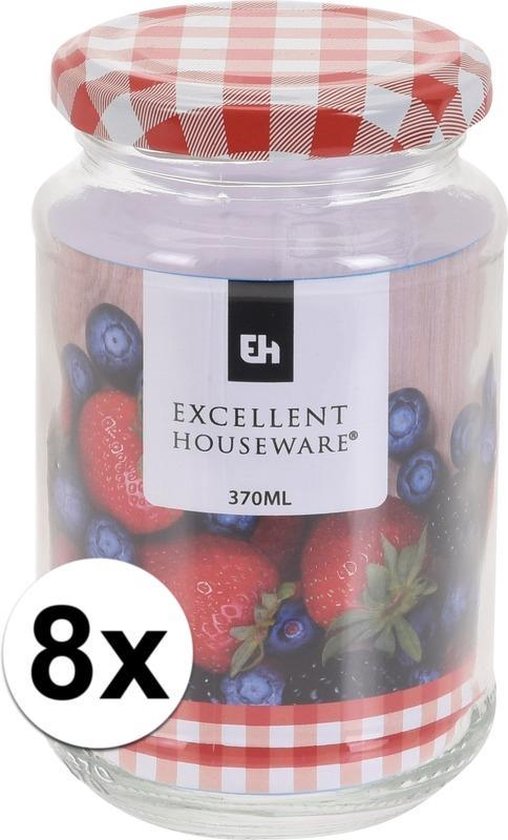 Set van 12 jampotten, 435 ml, inclusief Deksel kleur wit To 82