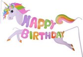 Grote unicorn banner 120 x 60 cm Happy Birthday