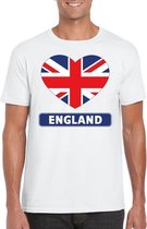 Engeland hart vlag t-shirt wit heren XL