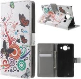 Microsoft Lumia 950 vlinder kleuren agenda wallet hoesje