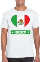 Mexico hart vlag t-shirt wit heren S
