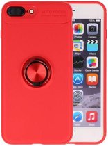 Softcase Telefoonhoesje - Geschikt voor iPhone 8 / 7 Plus Hoesje met Ring Houder Rood