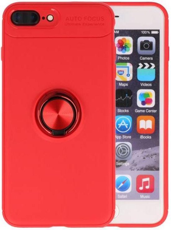 Softcase pour iPhone 8/7 Plus Coque avec Anneau Titulaire Rouge | bol.com