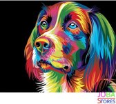 Schilderen op nummer "JobaStores®" Gekleurde Hond 40x50cm