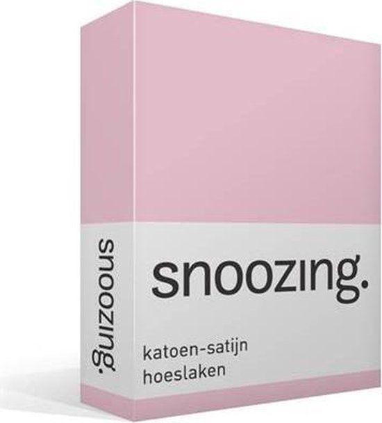Snoozing - Katoen-satijn - Hoeslaken - Lits-jumeaux - 200x200 cm - Roze