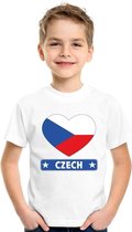 Tsjechie hart vlag t-shirt wit jongens en meisjes 134/140