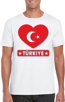 Turkije hart vlag t-shirt wit heren S